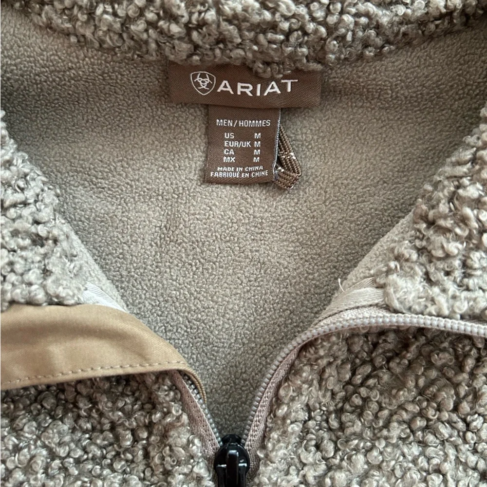 ARIAT mens M Grizzly canvas bluff jacket with sherpa lining.brown - Picture 6 of 8
